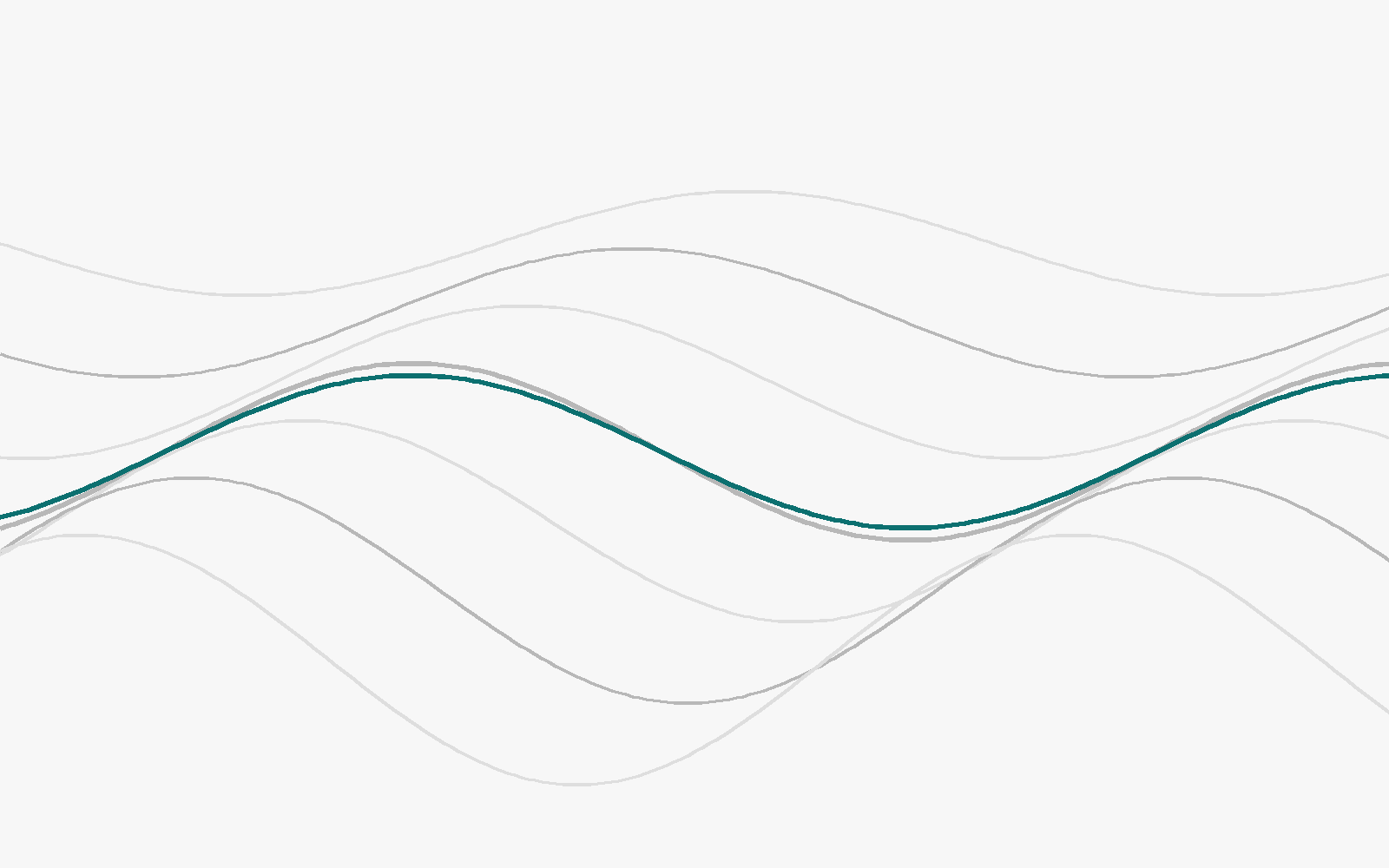 Abstract layered waves with one teal wave