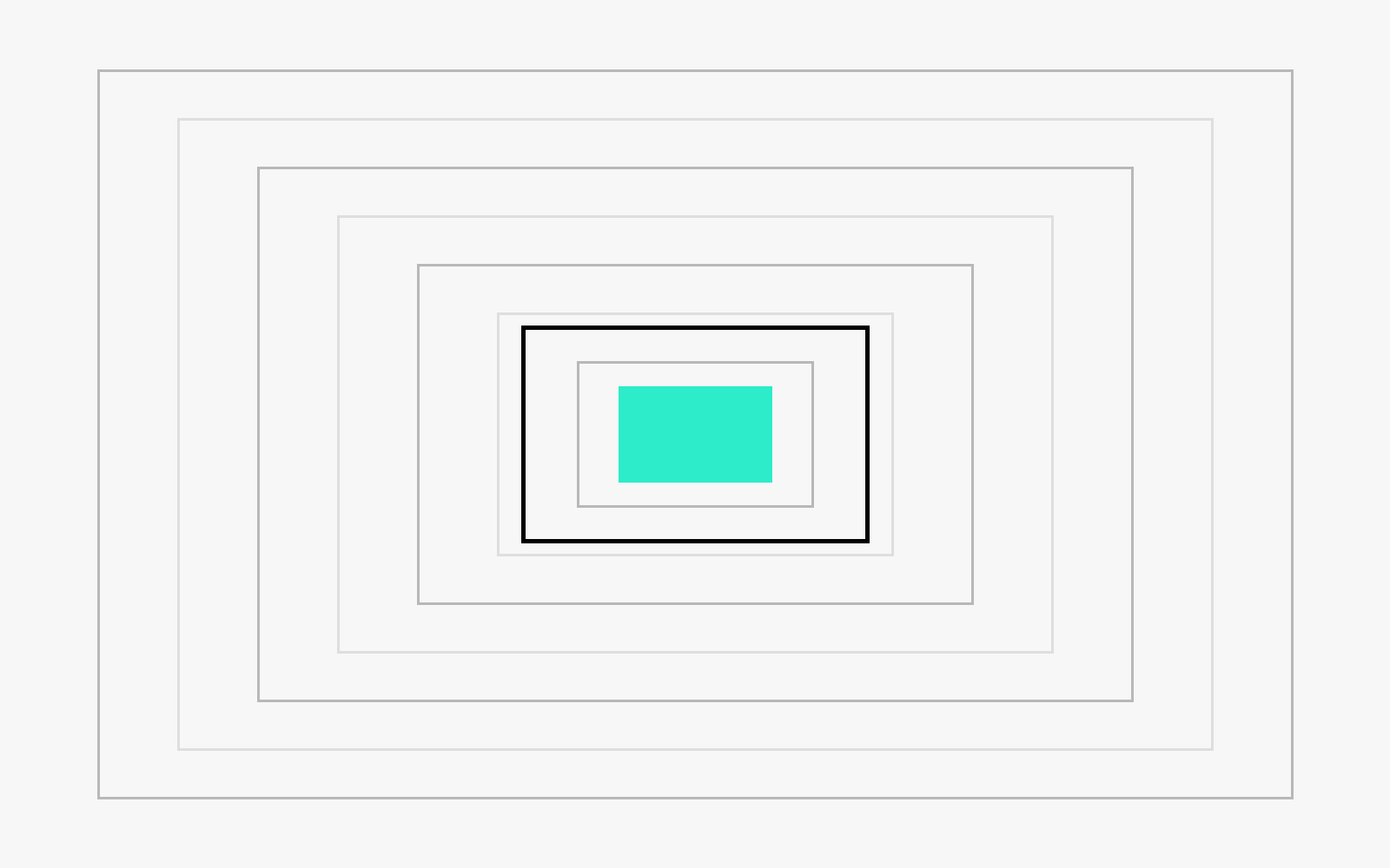 Abstract nested rectangles with a teal core
