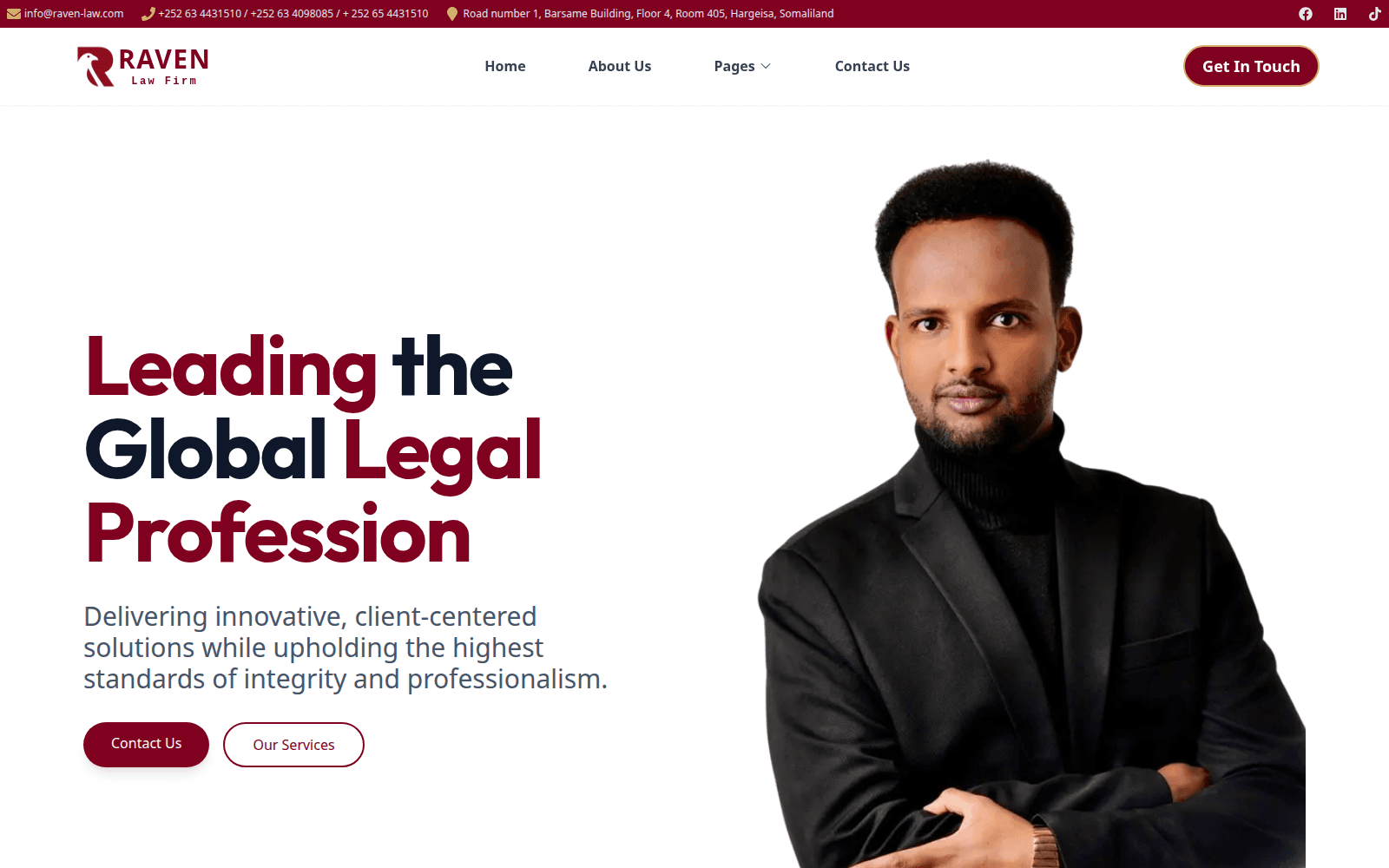 Raven Law website homepage