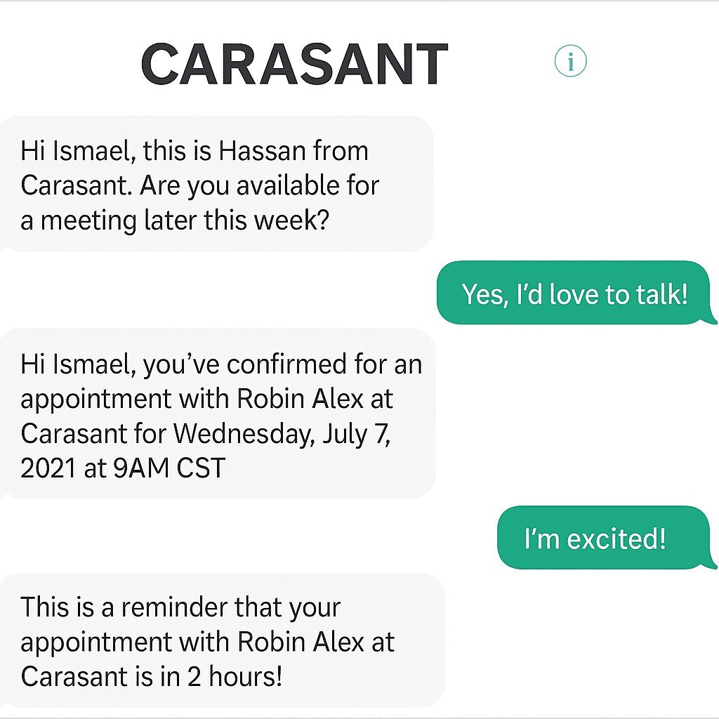 Carasant multi-channel automation and nurture flows